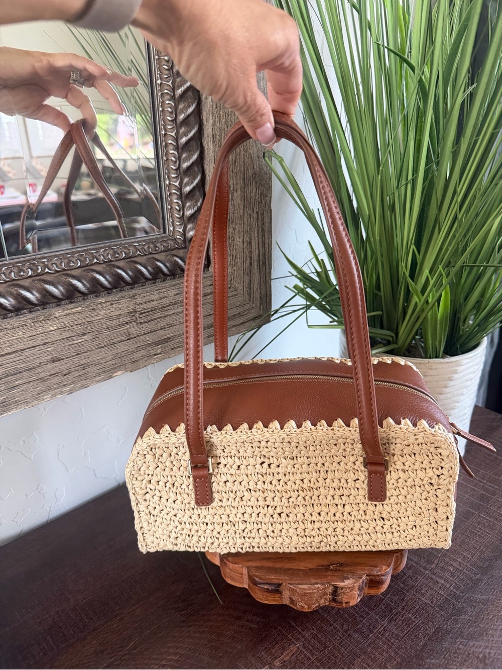 J.Crew Delphine Handknotted Shoulder Bag Straw English Saddle Natural NWT